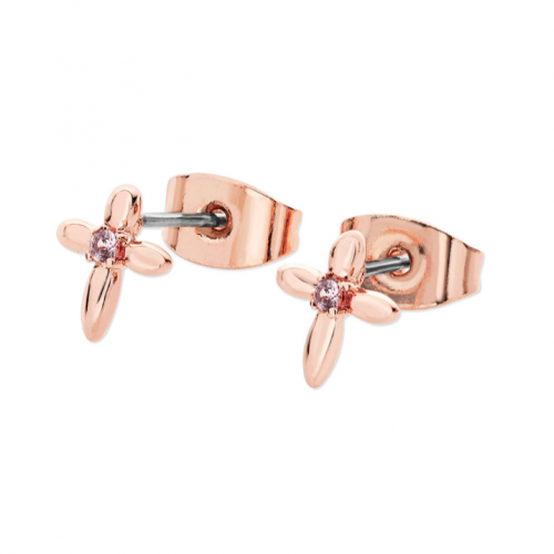 Tipperary Crystal Floral Cross Rose Gold Earrings